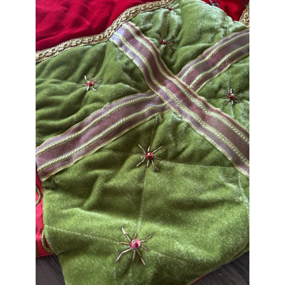 Frontgate Holiday Collection Christmas Tree Skirt Luxury Beads Gifts Bells  6'
